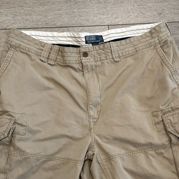 Polo Ralph Lauren Cargo Shorts Men 42T Utility Pockets Classic Khaki Vintage Y2K - Picture 3 of 8
